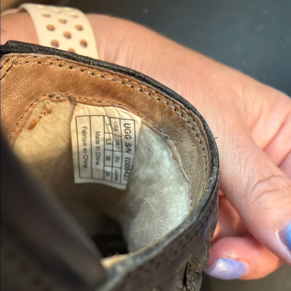 UGG Black Leather Slip-On Shoes - Picture 4 of 4